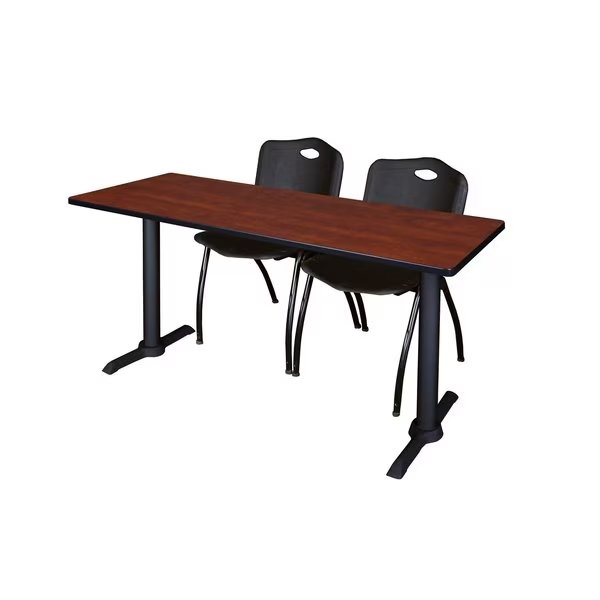 Rectangle Tables > Training Tables > Cain Training Table & Chair Sets, 60 X 24 X 29, Cherry, CAIN, Mfr# MTRCT6024CH47BK